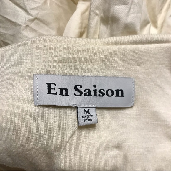 NWT $160 Anthropologie EN SAISON Creme Ruffled Square Neck Mini Dress Sz Medium - Picture 11 of 15